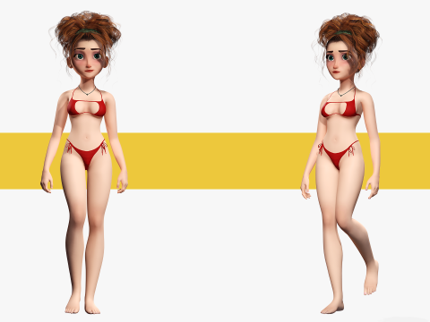 Woman Bikini Rigged Character 3D Model