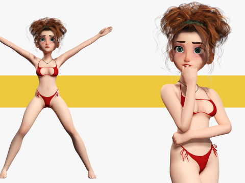Woman Bikini Rigged Character 3D Model