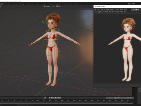 Woman Bikini Rigged Character 3D Model