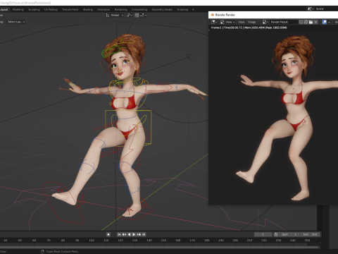 Woman Bikini Rigged Character 3D Model