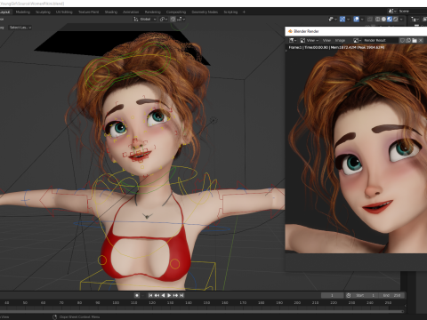 Woman Bikini Rigged Character 3D Model