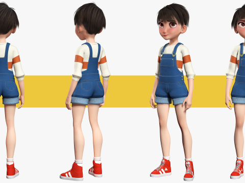 Young Teen Girl Rigged Character Modello 3D