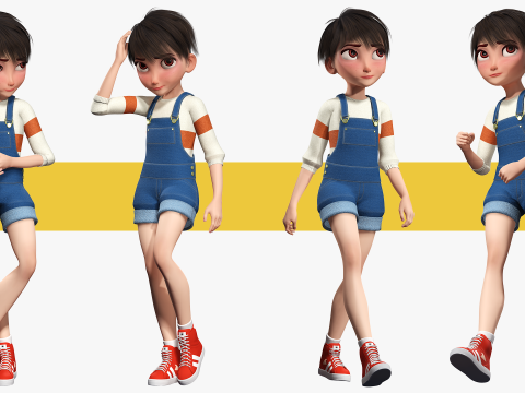 Young Teen Girl Rigged Character Modello 3D