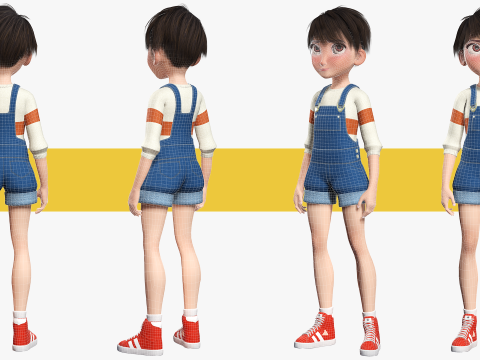 Young Teen Girl Rigged Character Modello 3D