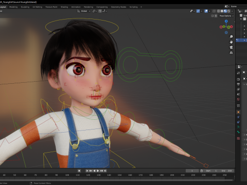 Young Teen Girl Rigged Character Modello 3D