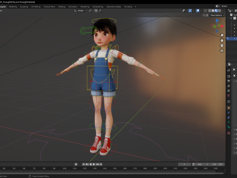 Young Teen Girl Rigged Character Modello 3D