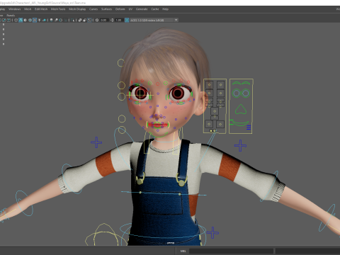 Young Teen Girl Rigged Character Modello 3D