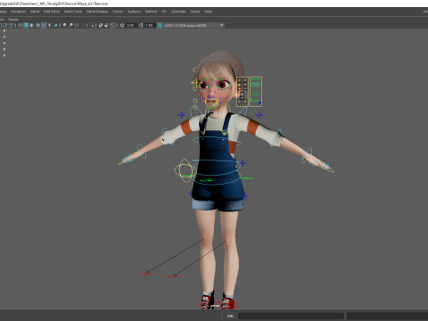 Young Teen Girl Rigged Character Modello 3D