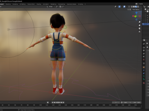 Young Teen Girl Rigged Character Modello 3D