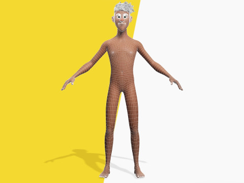 Cartoon Black Man Teen young Rigged Model 3D