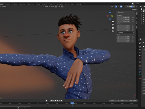 Cartoon Black Man Teen young Rigged Model 3D