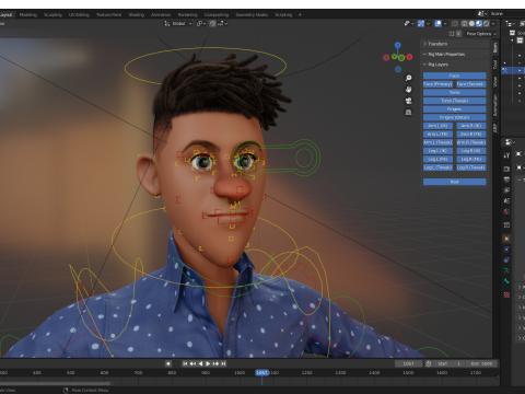 Cartoon Black Man Teen young Rigged Model 3D