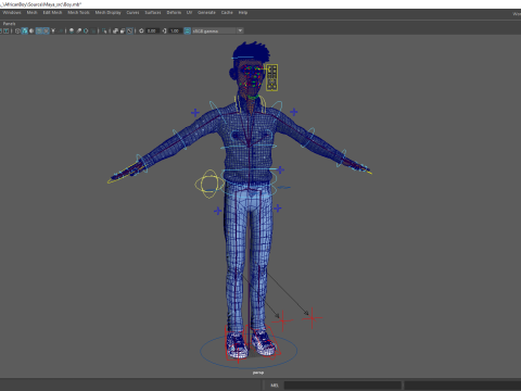Cartoon Black Man Teen young Rigged Model 3D