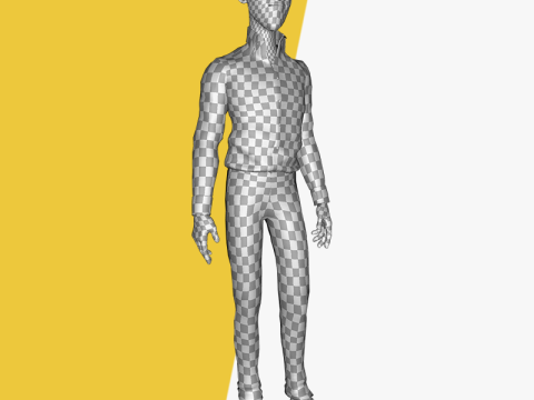 Cartoon Black Man Teen young Rigged Model 3D