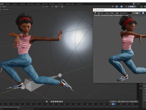 Cute African Female Cartoon Black afro rigged Woman 3D मॉडल