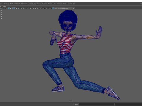 Cute African Female Cartoon Black afro rigged Woman 3D मॉडल