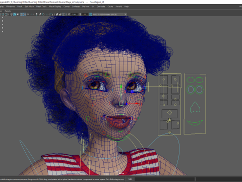 Cute African Female Cartoon Black afro rigged Woman 3D मॉडल