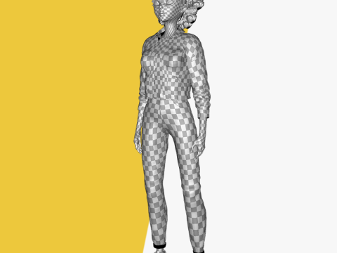 Cute African Female Cartoon Black afro rigged Woman 3D मॉडल