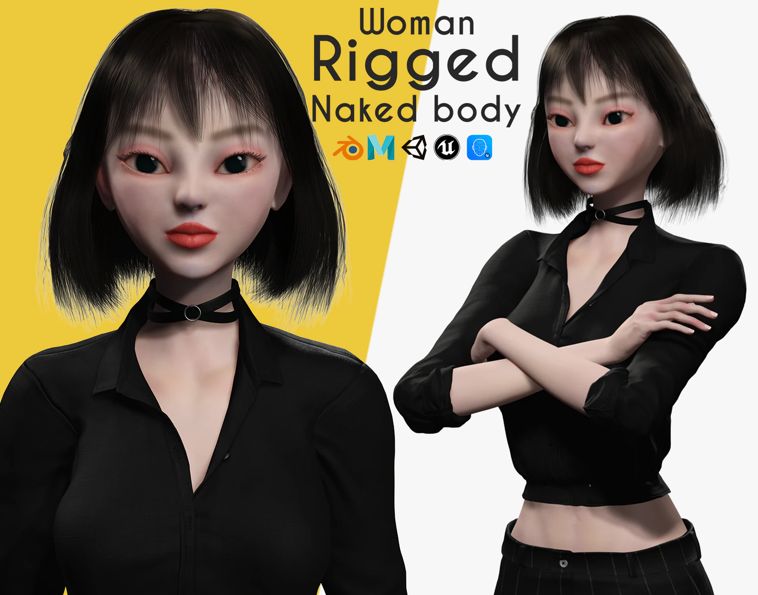 Prestige Asian girl Woman RealTime japanese korean Chinese 3D Model .c4d .max .obj .3ds .fbx .stl .blend