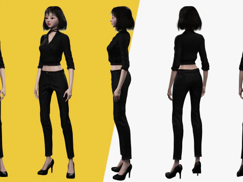 Prestige Asian girl Woman RealTime japanese korean Chinese 3D Model