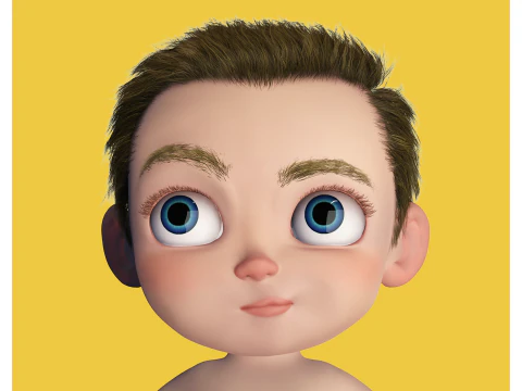 漫画の赤ちゃんが装備された 5 ロッド 4K テクスチャ 3Dモデル