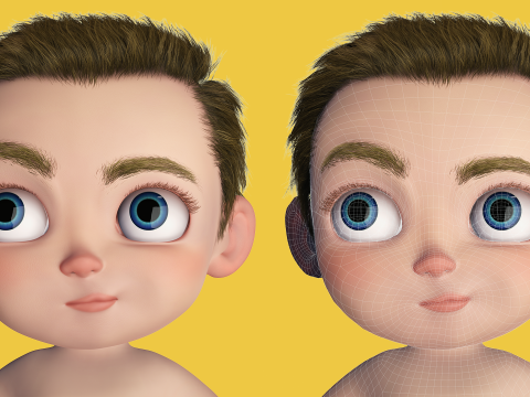 Cartoon Baby Rigged 5 Lods 4K Textures Modelo 3D