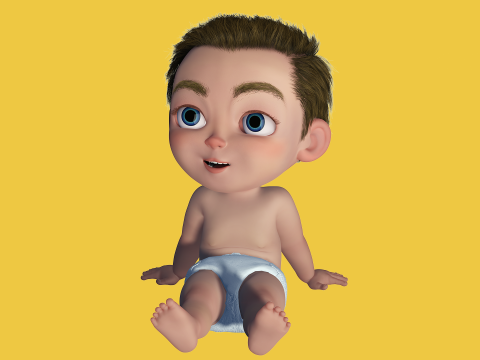 Cartoon Baby Rigged 5 Lods 4K Textures Modelo 3D