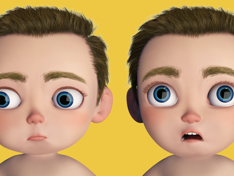 Cartoon Baby Rigged 5 Lods 4K Textures Modelo 3D