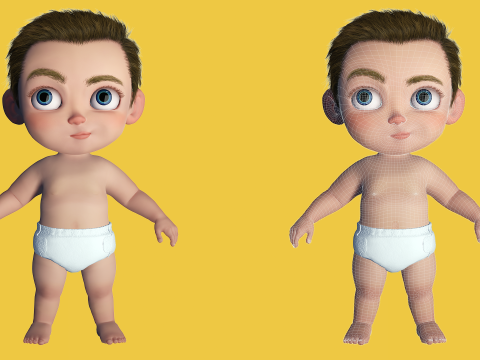 Cartoon Baby Rigged 5 Lods 4K Textures Modelo 3D