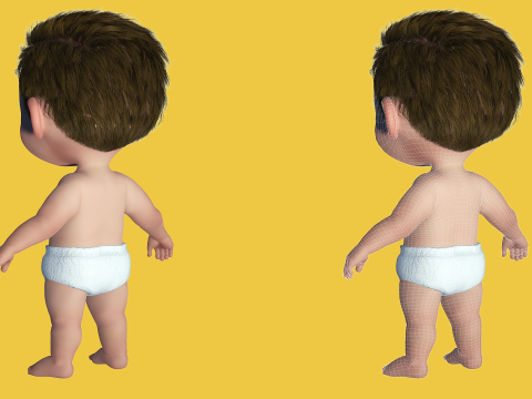 Cartoon Baby Rigged 5 Lods 4K Textures Modelo 3D