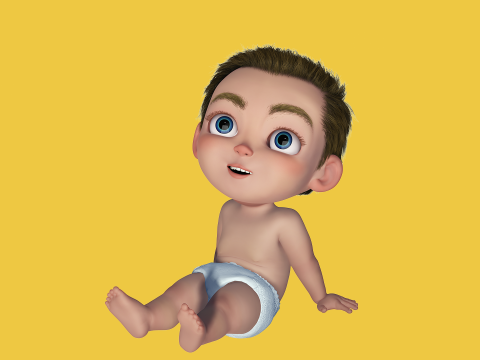 Cartoon Baby Rigged 5 Lods 4K Textures Modelo 3D
