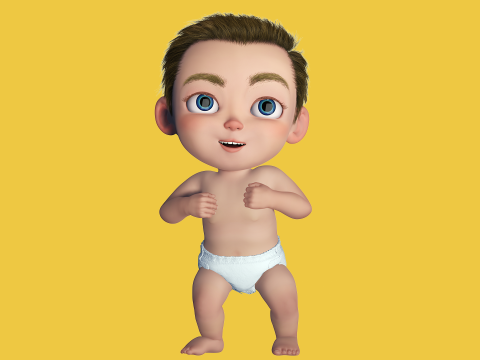 Cartoon Baby Rigged 5 Lods 4K Textures Modelo 3D