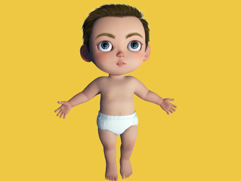 Cartoon Baby Rigged 5 Lods 4K Textures Modelo 3D