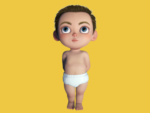 Cartoon Baby Rigged 5 Lods 4K Textures Modelo 3D