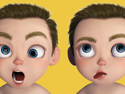 Cartoon Baby Rigged 5 Lods 4K Textures Modelo 3D