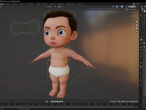 Cartoon Baby Rigged 5 Lods 4K Textures Modelo 3D