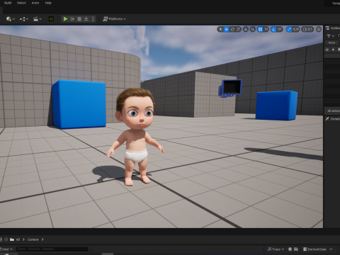Cartoon Baby Rigged 5 Lods 4K Textures Modelo 3D