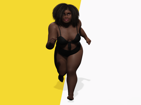 Plus sized Cartoon African Female Low-poly 3D मॉडल