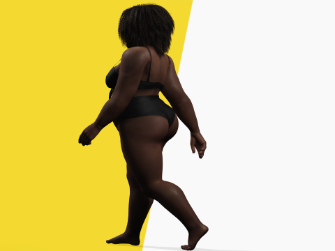 Plus sized Cartoon African Female Low-poly 3D मॉडल