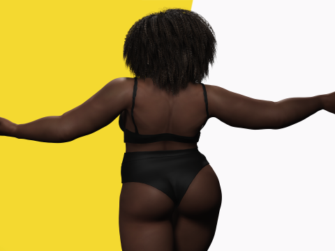 Plus sized Cartoon African Female Low-poly 3D मॉडल