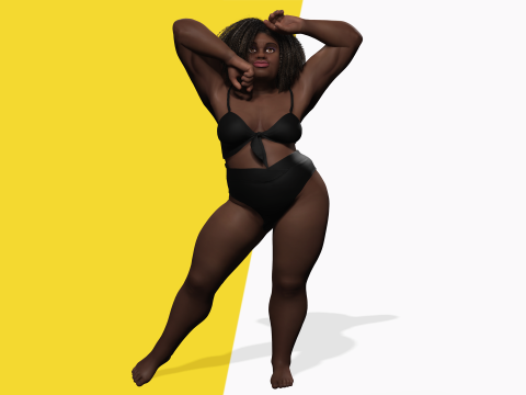 Plus sized Cartoon African Female Low-poly 3D मॉडल