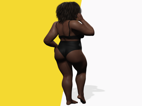 Plus sized Cartoon African Female Low-poly 3D मॉडल