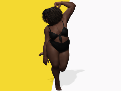 Plus sized Cartoon African Female Low-poly 3D मॉडल