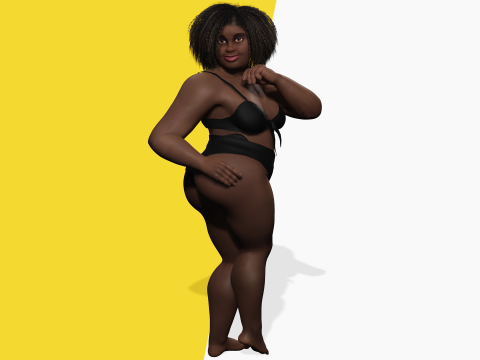 Plus sized Cartoon African Female Low-poly 3D मॉडल
