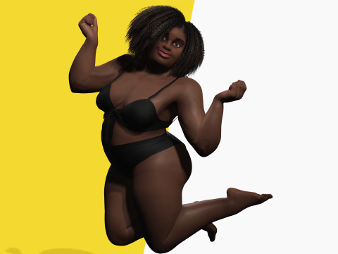 Plus sized Cartoon African Female Low-poly 3D मॉडल