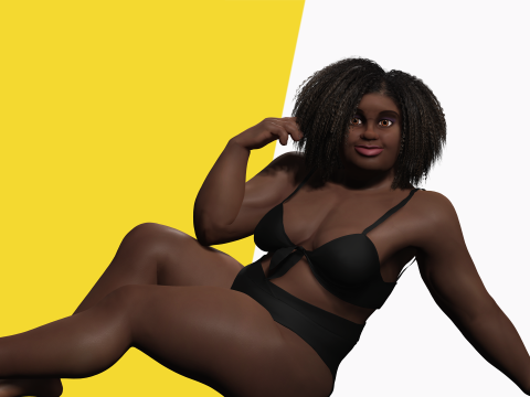 Plus sized Cartoon African Female Low-poly 3D मॉडल