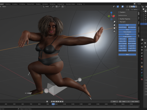 Plus sized Cartoon African Female Low-poly 3D मॉडल