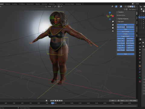 Plus sized Cartoon African Female Low-poly 3D मॉडल
