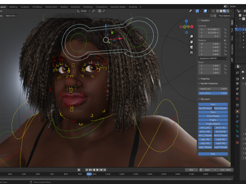 Plus sized Cartoon African Female Low-poly 3D मॉडल