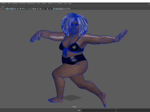 Plus sized Cartoon African Female Low-poly 3D मॉडल